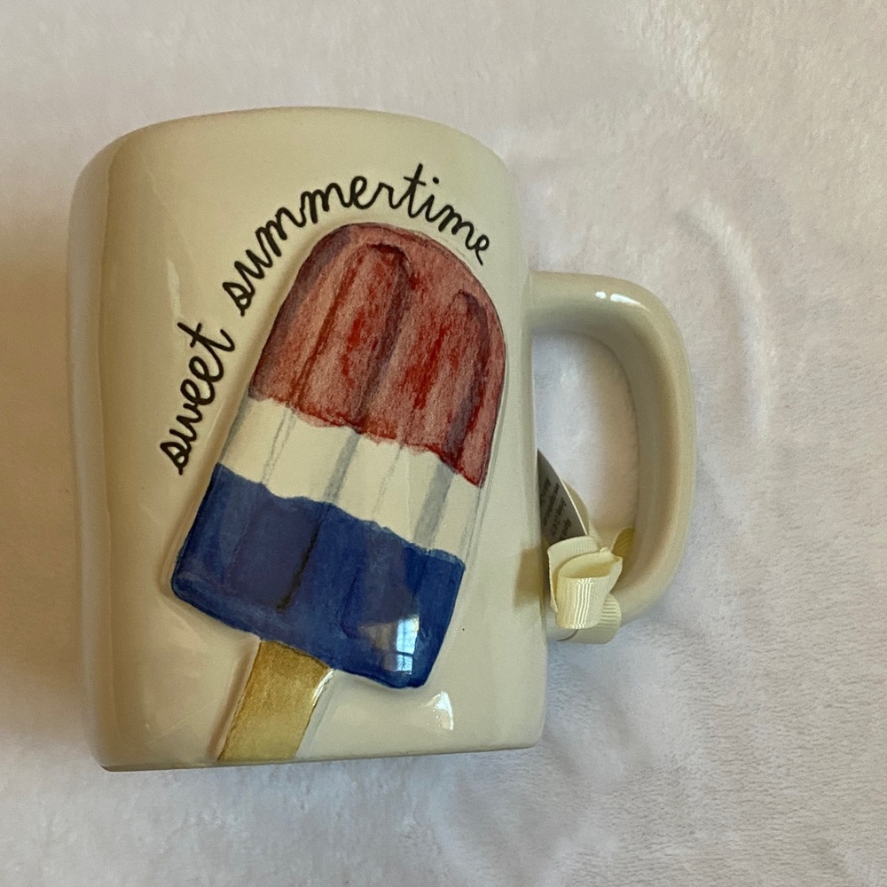 Rae Dunn Creamy Beige Mug with Ribbon